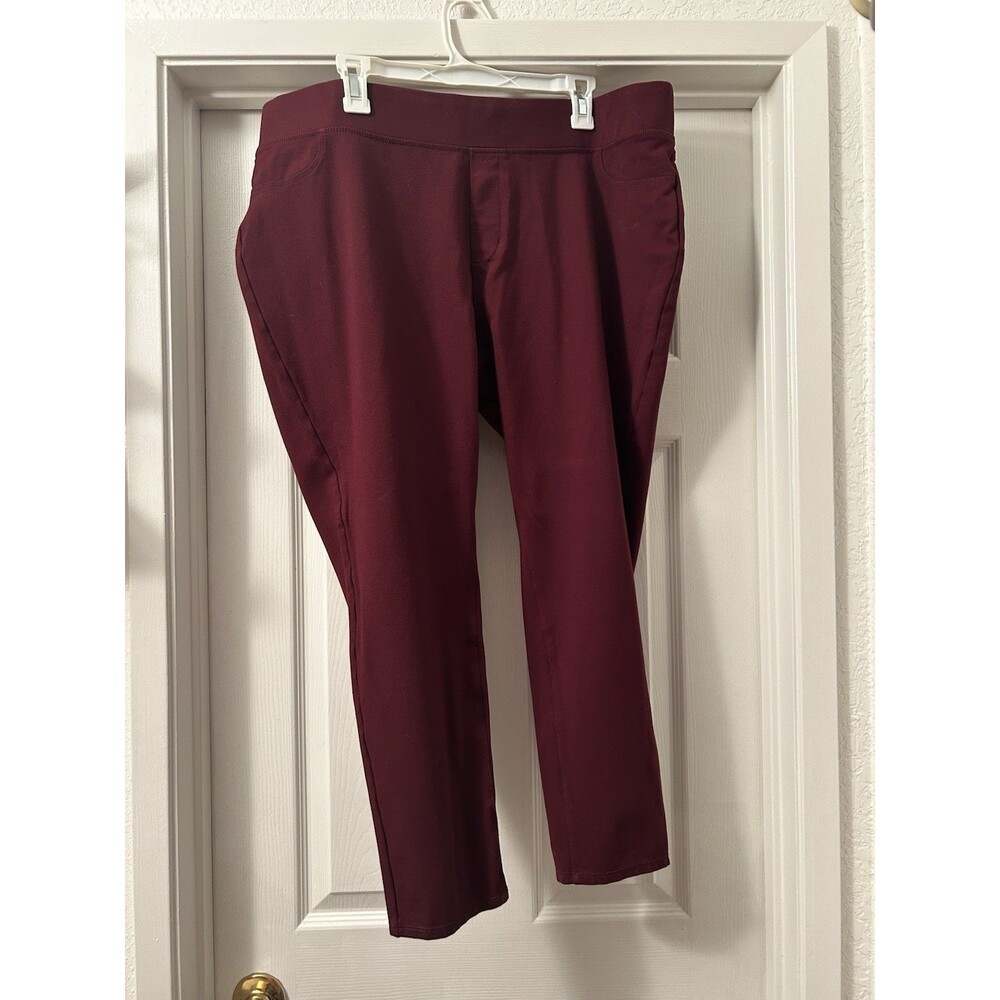 St. John’s Bay Womens Pants Size 2X Maroon Skinny Leg Pull On Leg Trousers